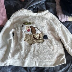 Mayoral White Fleece Sweater with Dog Design